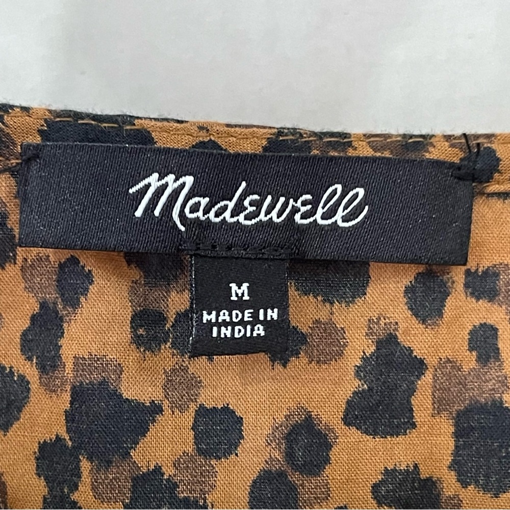 Madewell Womens Flutter Sleeve Wrap Mini Dress Size Medium Leopard Print - Picture 4 of 8